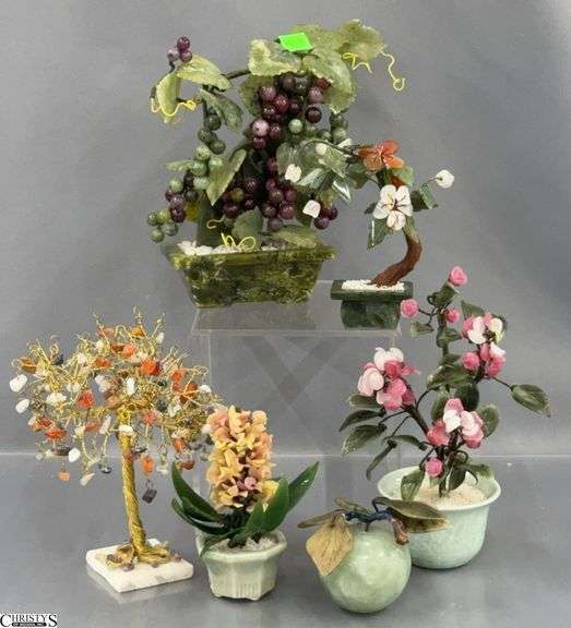 Chinese Jade Like and Other Mineral Flowers and Trees Tallest 7.5" image
