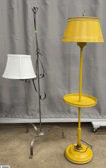Toleware Style Side Table Floor Lamp and Primitive Style Metal Floor Lamp - 56" of tallest image