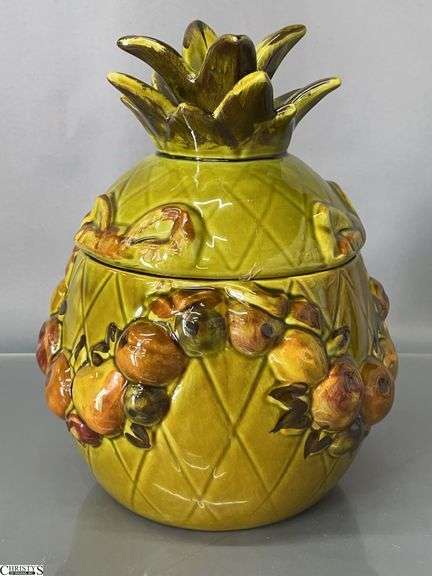 Mid Century Los Angeles Pottery Pineapple Cookie Jar - 11" T image