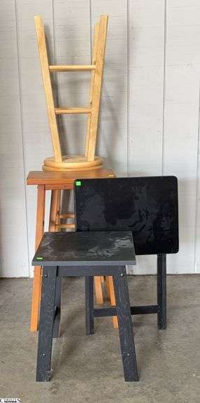 5pcs - Barstools, TV Tray, Small Table - 16" x 29" of largest barstool image