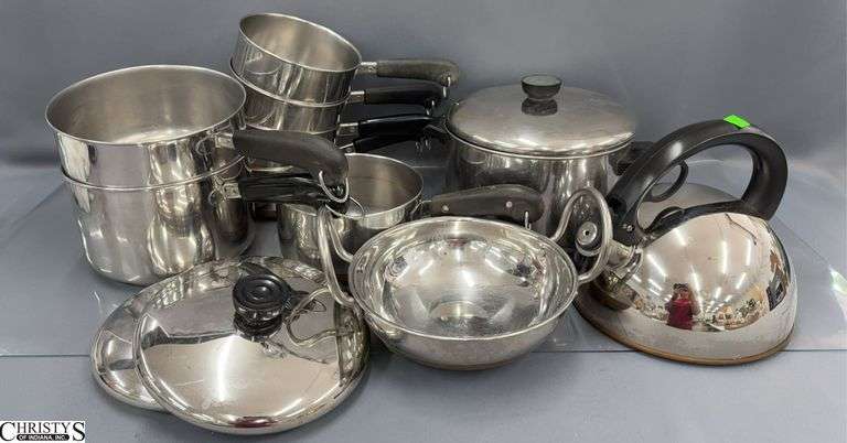 Stainless Revere and Farberware Pots Missing Lids image