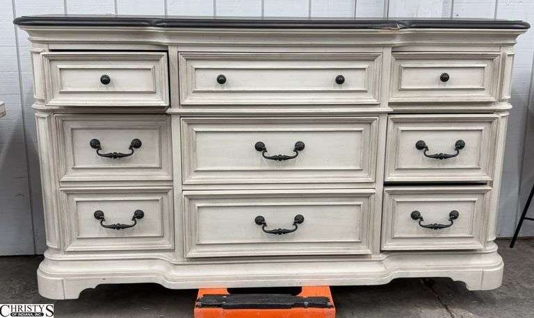 Haverty Furniture Veranda 9 Drawer Dresser - 68" x 20" x 38" - Has damage to front right top corner edge image