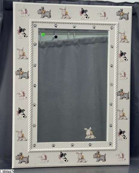 Dog Motif Wood Framed Wall Mirror - 32" x 42" of frame image