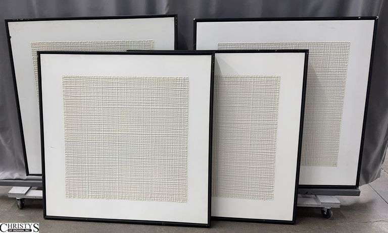 4 Framed Wall Art, Woven Look, Frames are Rough 42x42" image
