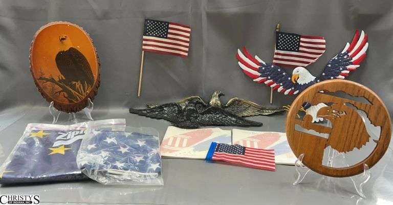 Various Eagle Motif Decor, Flags - 16" of largest eagle image