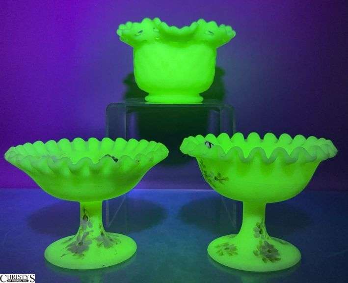 3pcs Fenton Compotes, Basket Tallest 4" image