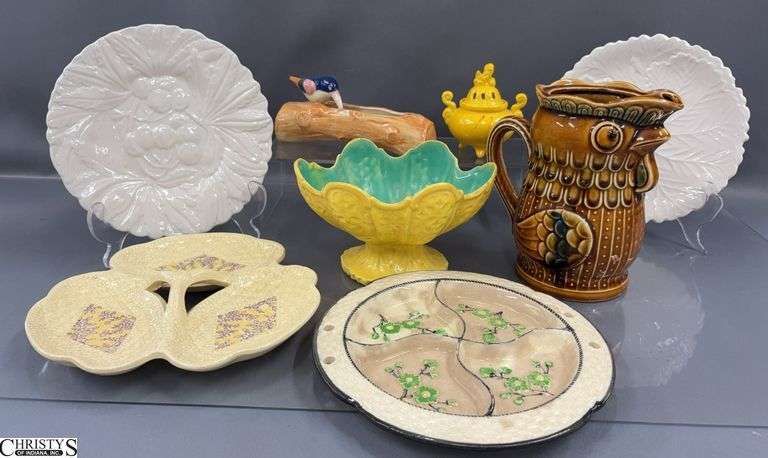 Marked Japan, Rooster Creamer, Footed Planter, Divided Dish image