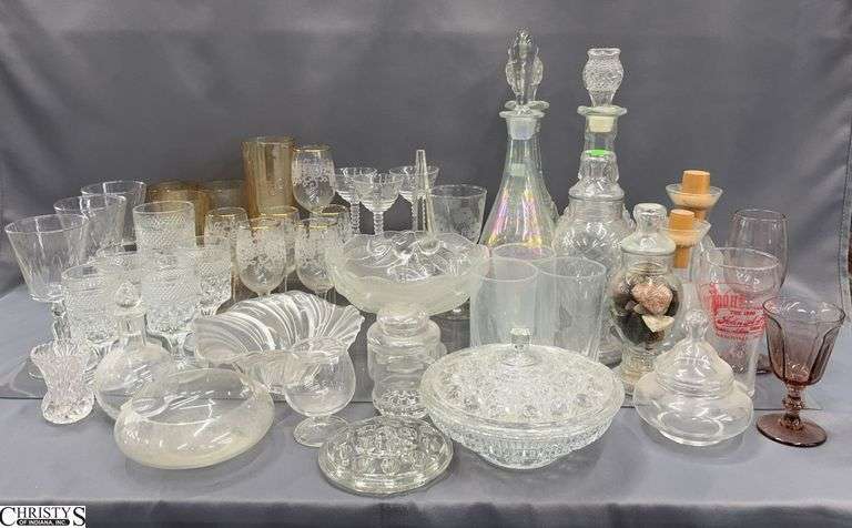 Clear Glassware - Decanters, Glasses, Misc - 15" of tallest image