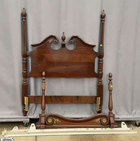 Twin Headboard, Metal Bed Frame, and Mirror Harp for Dresser image