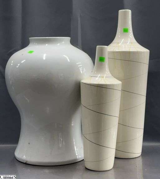 3pcs Ceramic Vases and Floor Vase Tallest 23" image