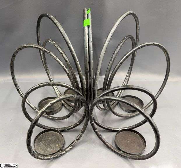 6 Round Hoop Style Metal Candle Holders - 12" of largest image