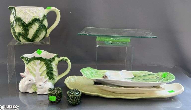 Cabbage and Lettuce, Onion Ceramic Pitchers, and Serving Dishes, Salt and Pepper image