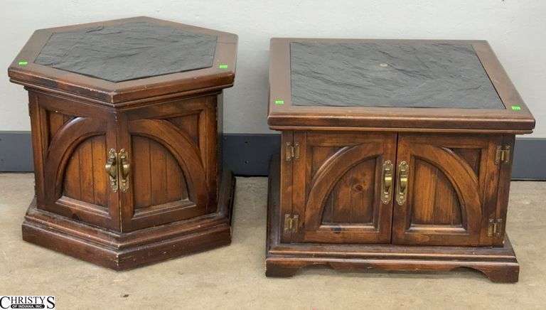 2 Vintage End Tables - 27" x 27" x 19" of largest image