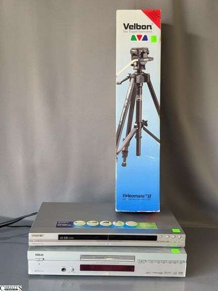 2 Sony and RCA DVD Players and Velbon Tripod image