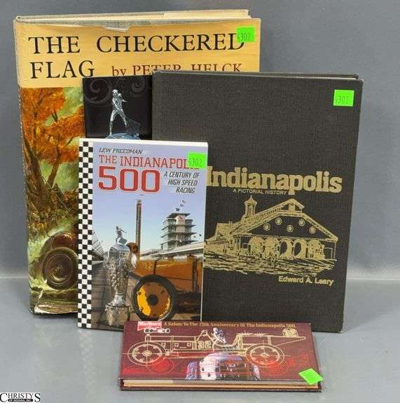 Hardcover Some Water Spots Signed Author, Leary Signed History of Indianapolis, Lew Freedman Signed Paper back, Salute to 75th Anniversary to the 500 Flip Book image