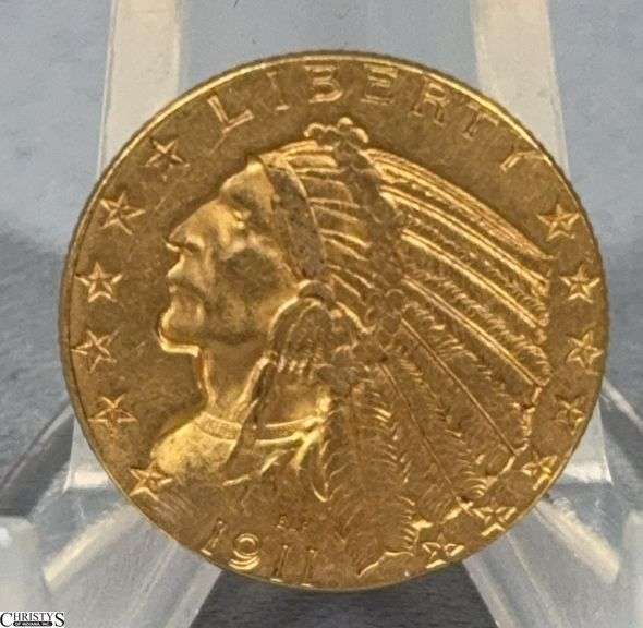 1911 $5 Indian Head Gold Half Eagle Coin image