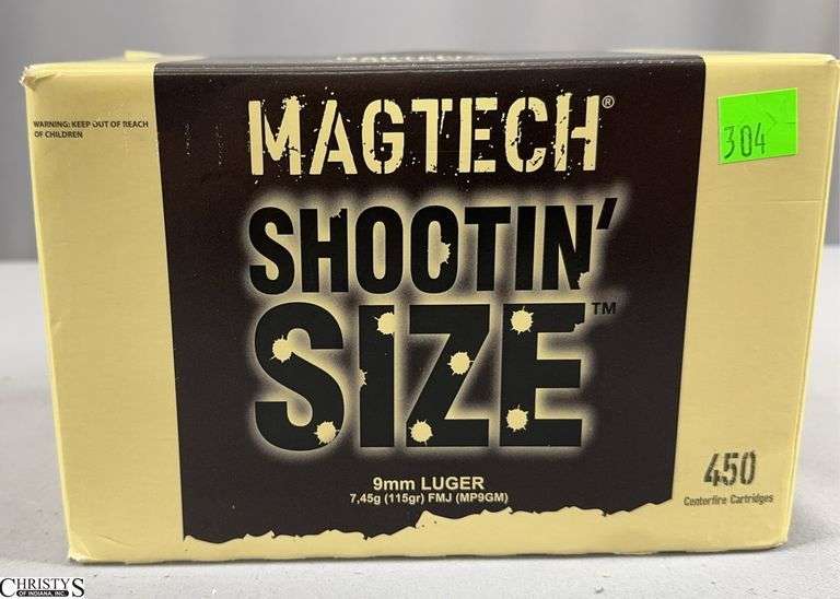Full Box of 450 Magtech Shootin' Size 9mm Luger Cartridges image