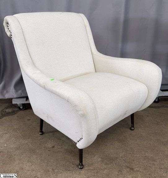 Cream Color Arm Chair, Has Nail Head Trim Accents, Has Wear 33x34x34" Tall To Back image