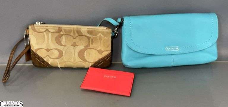 3 Coach Wristlets and Card Holder - 8.5" W of largest - these items have not been authenticated image
