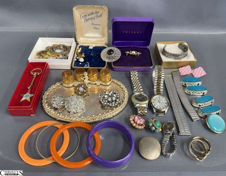 Costume Jewelry, Watches, Dresser Mirror, Bracelets, Earrings, image