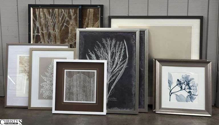 10 Plant/Nature Decorator Prints and Canvas - 38" x 38" of largest - may have wear/chipping to frame image