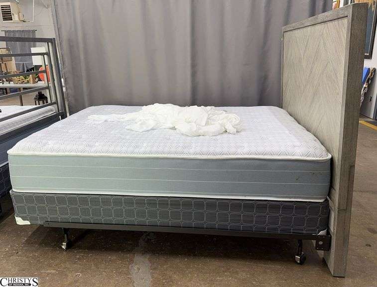 Queen Size Bed with Mattress, Box Springs, Headboard, and Frame 58" Tall image