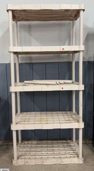 Plastic Shelving Unit Tan in Color 35x18x76 image