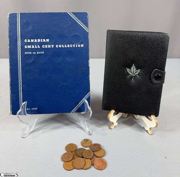 Canadian Coins.  1976 Royal Canadian Mint Set, a Canadian Small Cent Collection Book  with 40 Coins and 14 Loose Canadian Pennies image