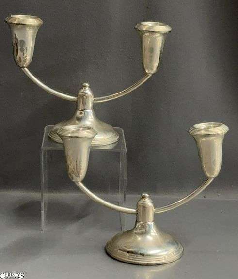 Pair of Weighted Sterling Candle Holders 6" Tall image