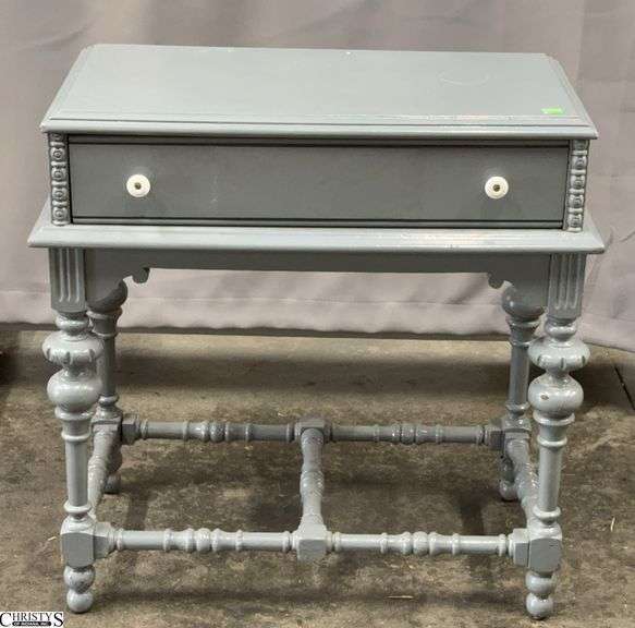 Gray Painted Single Drawer Table - 24" x 15" x 24" image