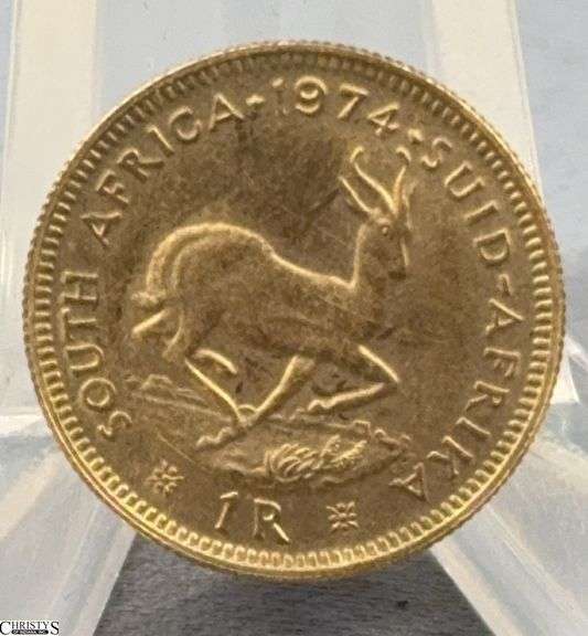 1974 South African 1 Rand Gold Piece image