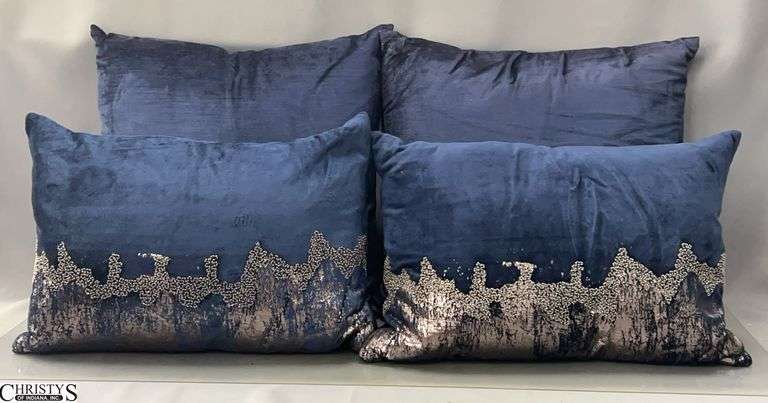 4 Navy Throw or Accent Pillows, Larger 18" image