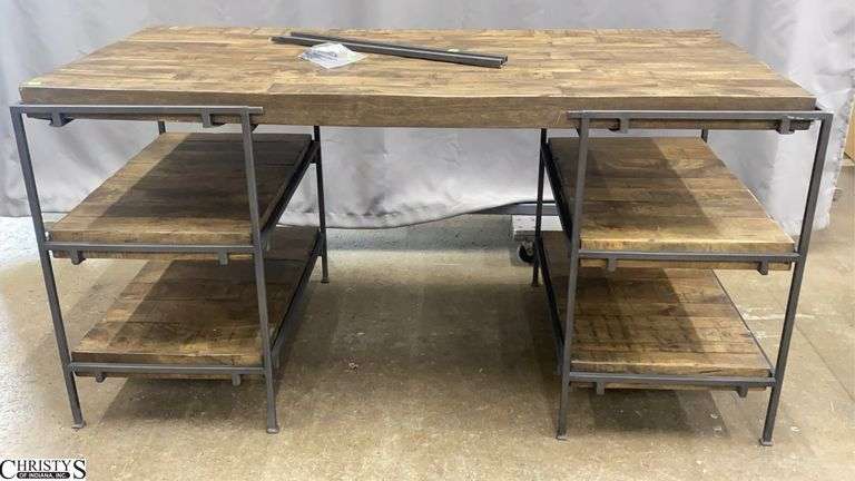 Rustic Desk With Book Shelves, Overall 60x31x30" image