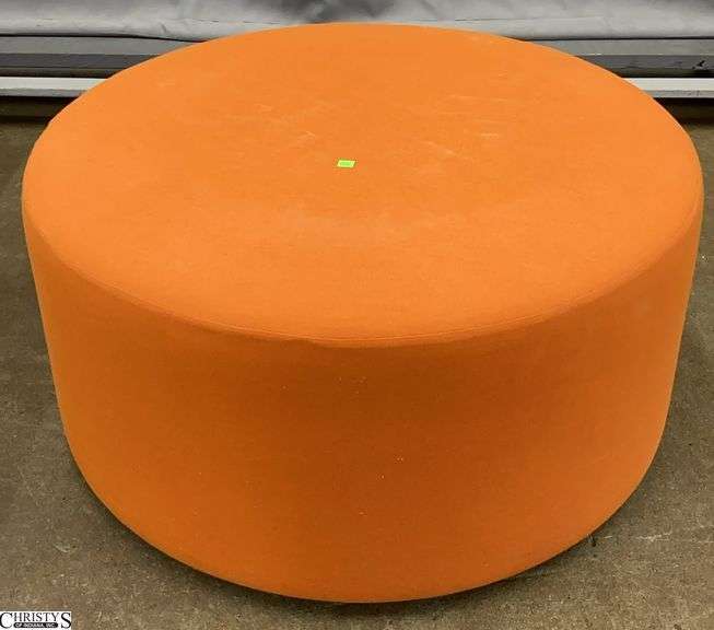 Orange Round Ottoman 35.5x17" image