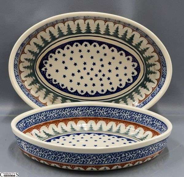 2pcs Boleslawiec Polish Pottery Bakeware - 14" of largest image