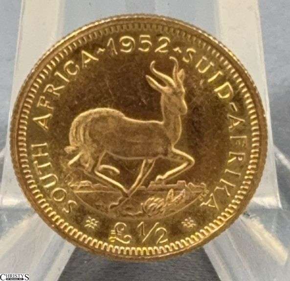 1952 South African 1/2 Pound George VI Gold Coin image