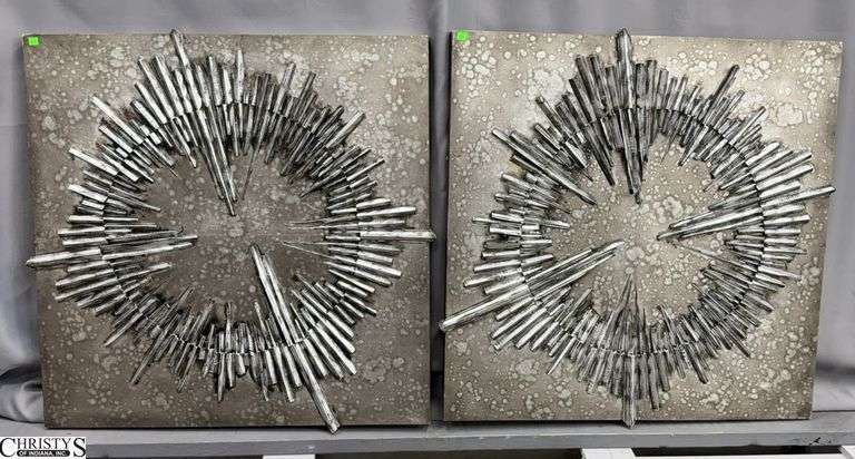 Pair Uttermost Nebulus Wall Decor Panels - 36" x 36" of each - some chipping to edges image