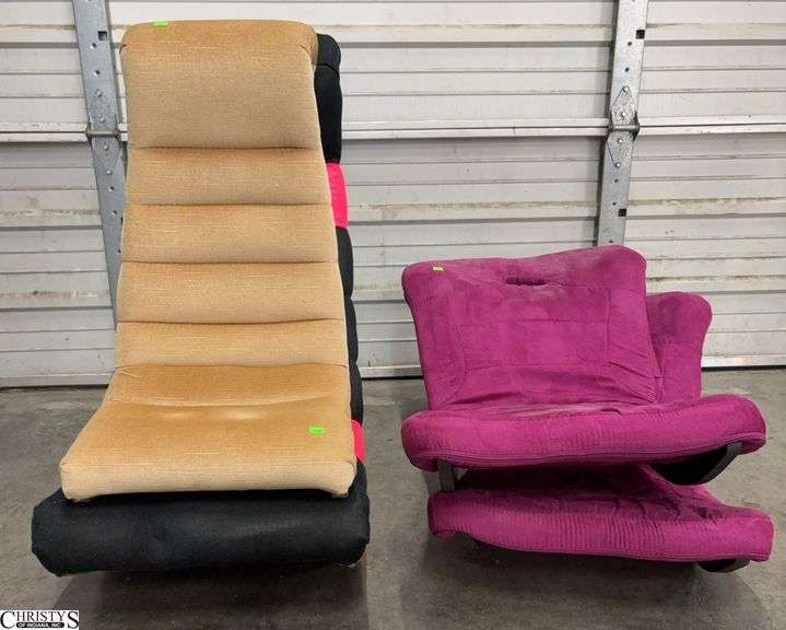 4 Gaming Floor Chairs - Some Wear - 32" T - 9" seat of largest image