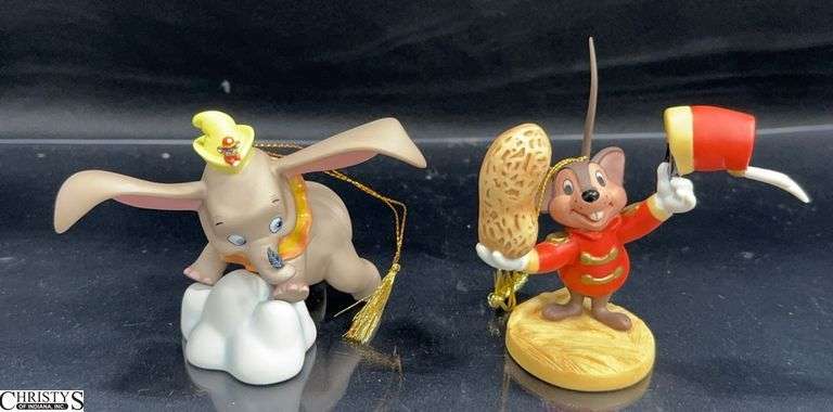 2 Walt Disney Classics Collection Dumbo Sculpture Ornaments in Box with Certificate of Authenticity. Includes Dumbo & Timothy Mouse "When I See an Elephant Fly" and Timothy Mouse "Friendship Offering" image