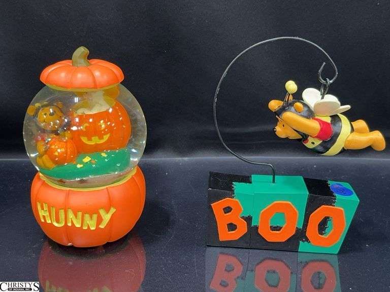 Winnie The Pooh Halloween Snow Globe in Box and "Boo" Hanging Figurine image