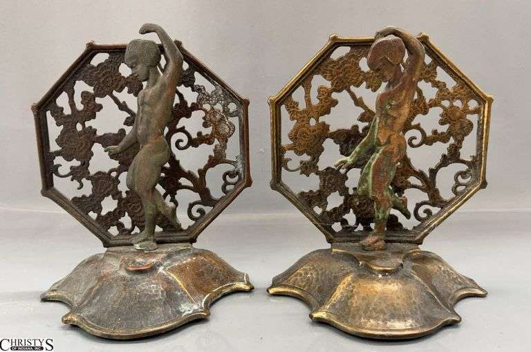 Pair of Marked Oscar Bach Art Deco Bookends 8" image