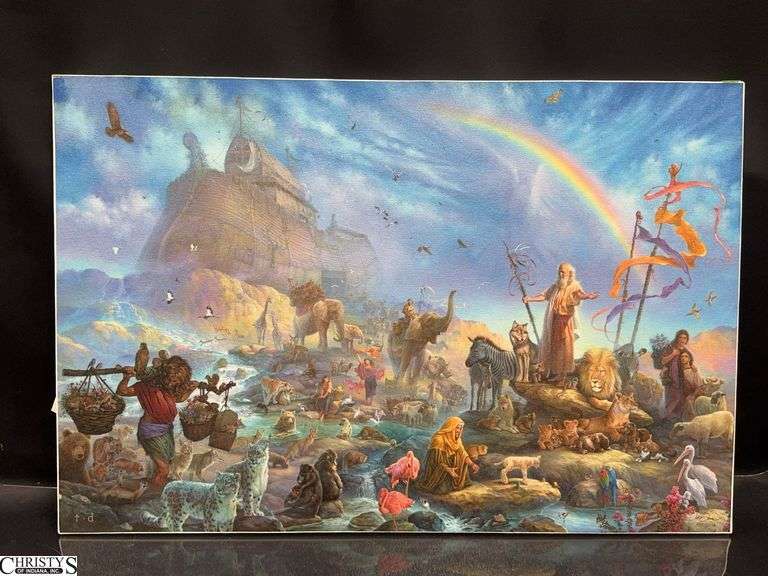 Noah's Ark "The Celebration" by Tom Dubois #448/2500 with Certificate of Authenticity by Somerset House Publishing Approx. 30" X 20" image