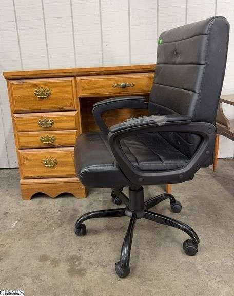Pressed Wood 4 Drawer Desk and Chair - 37" x 17" x 31" of desk - wear to chair image