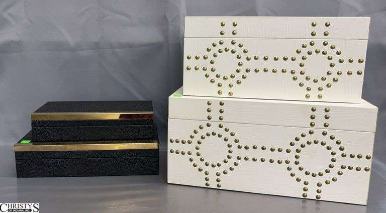 4 Decorative Nesting Storage Boxes - 17" x 10" x 8" of largest image