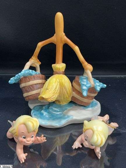 Walt Disney Classics Collection from Fantasia is the Broom "Bucket Brigade" and 2 Cupid "Flight of Fancy" Sculptures in Box with Certificate of Authenticity. image