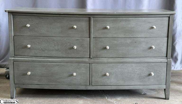 Grey 6 Drawer Dresser, Some Chipping On Edges 67x18x36" image