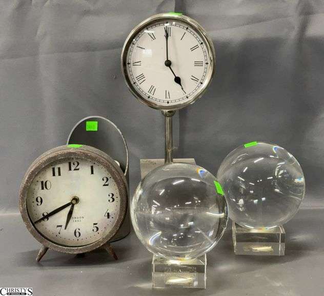 Decorator Desk Clocks, Acrylic Orbs, Candle Holder - some damage to orbs image