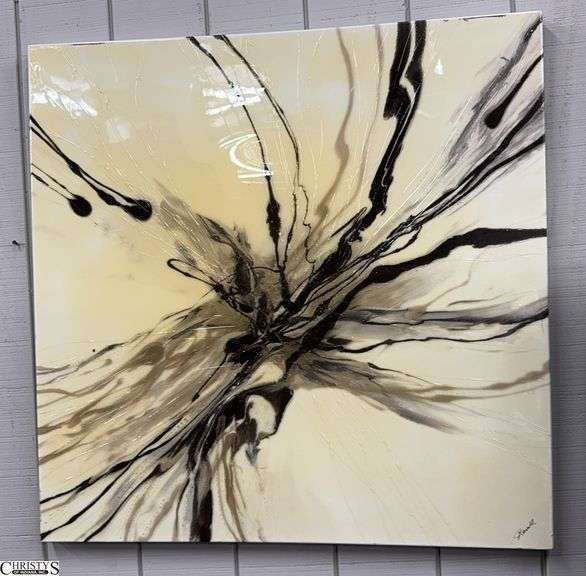 Abstract Painting on Canvas, With Glaze Appears to Have Signature 40x39" image