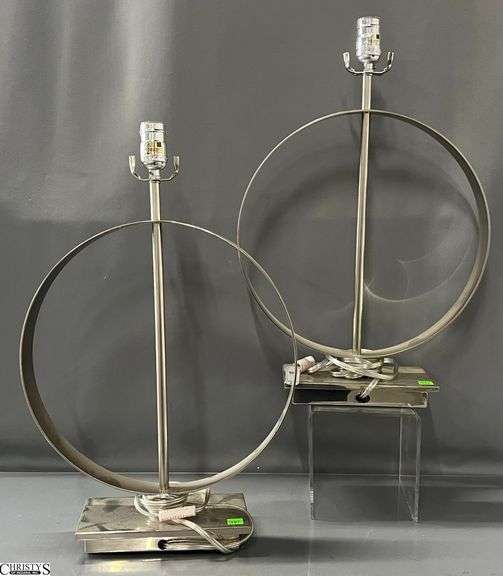 2 Decorator Chrome Table Lamps - 21.5" T of each image