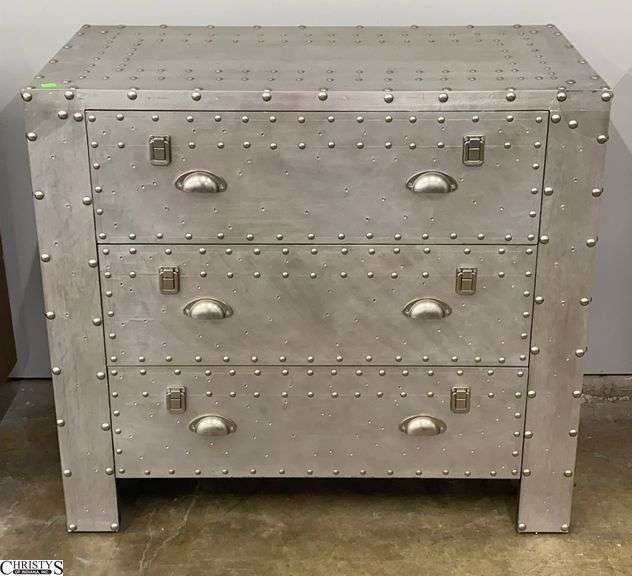 Gunmetal Rivet Accent 3 Drawer Dresser, 35x18x32" image